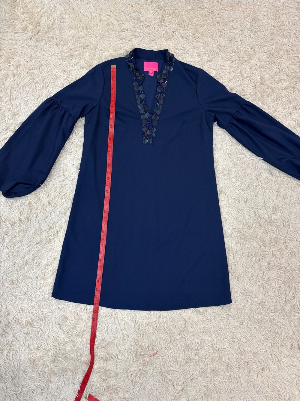 NWOT Lilly Pulitzer Navy Sequin V-Neck Long Sleeve Dress - Picture 6 of 10